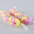 2013 Double color mix bath sponge belt with white rope handing